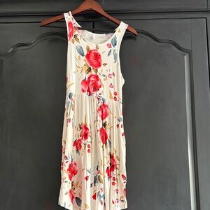 Source Unknown Floral Midi Dress - Red and Cream